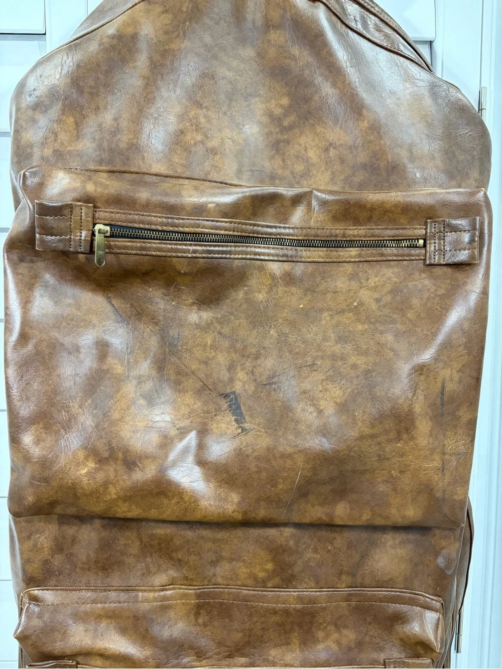 Vintage Brown Leather Travel Suit Garment Bag
